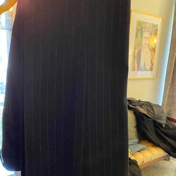 Navy Pinstripe Low Rise Supersoft Twill Bootcut Editor Pant - Picture 5 of 8